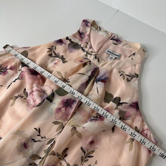Shelby Palmer Chiffon A Line Maxi Dress Sz 16 Pink Floral Romantic Wedding Guest - Picture 11 of 13